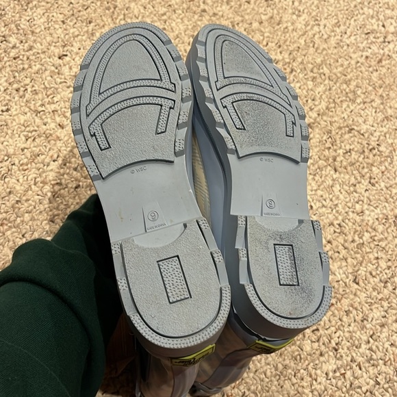 Western Chief Grunge Gingham Mid Rain boots Cornflower Blue White Checkered Sz 9 - Picture 7 of 7